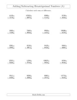 Adding and Subtracting Hexatrigesimal Numbers (Base 36)