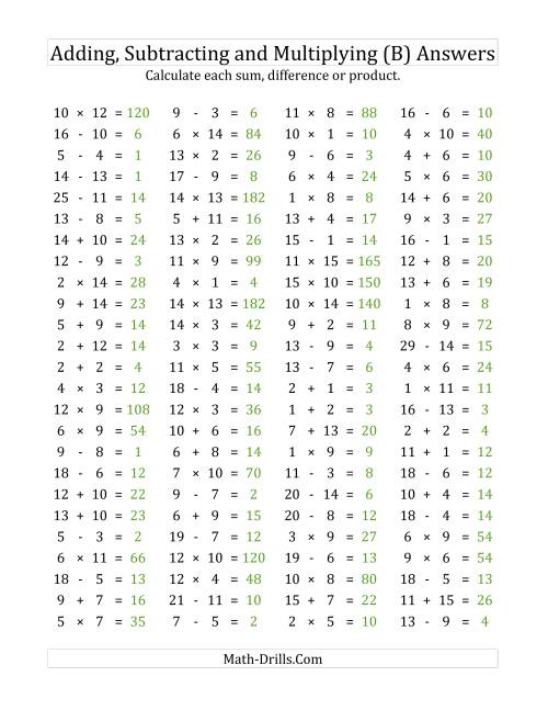 100-math-facts-worksheet-100-horizontal-addition-subtraction-questions-facts-1-to-7-a