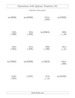 All Operations with Quinary Numbers (Base 5)