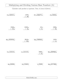 Multiplying and Dividing Various Base Numbers