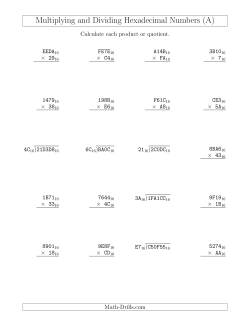 Multiplying and Dividing Hexadecimal Numbers (Base 16)