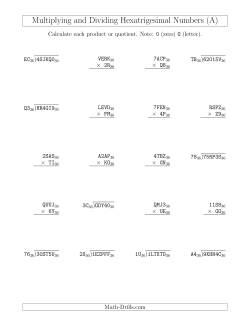 Multiplying and Dividing Hexatrigesimal Numbers (Base 36)