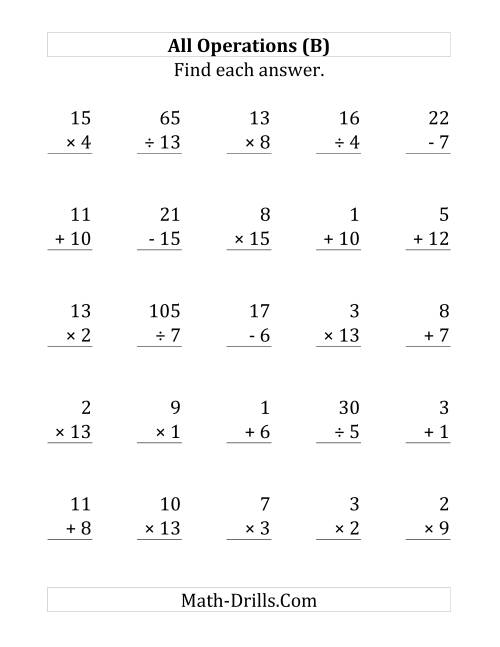 Combined Operations Math Worksheets Grade 2
