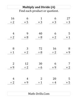 Multiplying and Dividing with Facts From 1 to 9