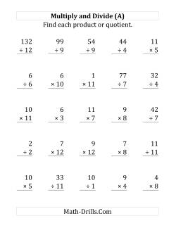 Multiplying and Dividing with Facts From 1 to 12