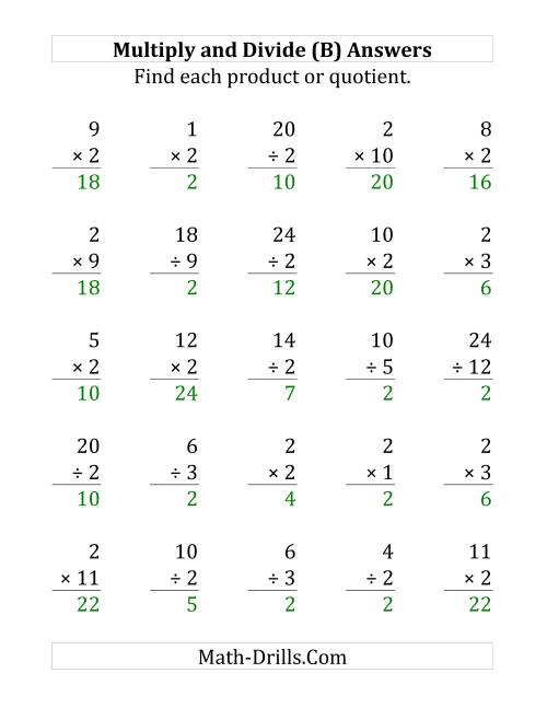 The Multiplying and Dividing by 2 (B) Math Worksheet Page 2