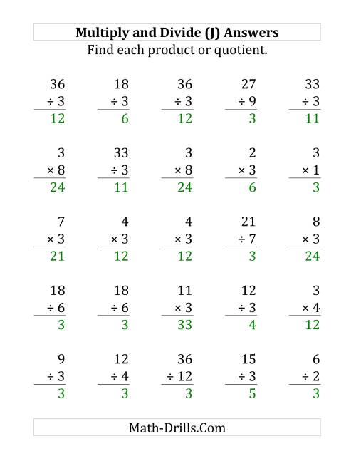 The Multiplying and Dividing by 3 (J) Math Worksheet Page 2