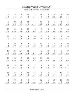 Multiplying and Dividing by 4