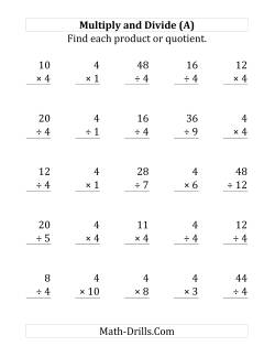 Multiplying and Dividing by 4