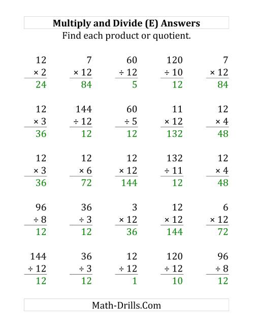 The Multiplying and Dividing by 12 (E) Math Worksheet Page 2