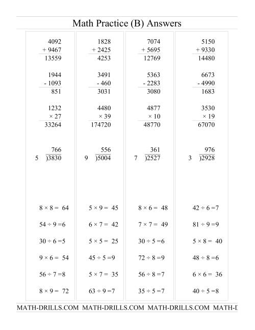 The All Operations with Long and Short Questions (B) Math Worksheet Page 2