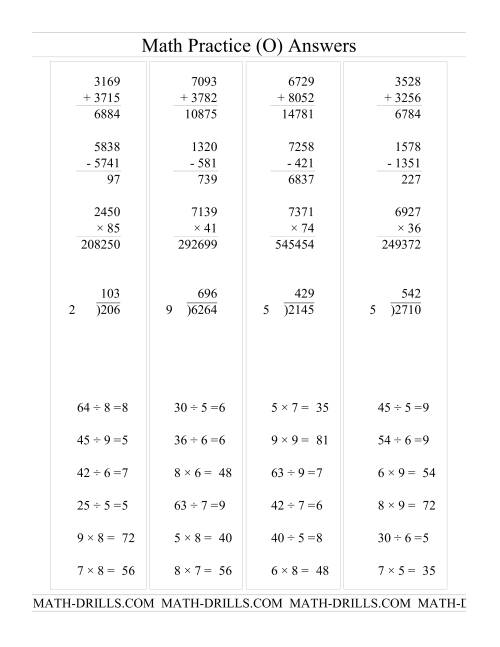 The All Operations with Long and Short Questions (O) Math Worksheet Page 2