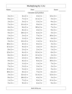 multiplication facts worksheets