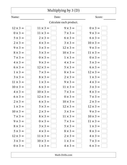 Multiplying 0 to 12 by 3 (D)