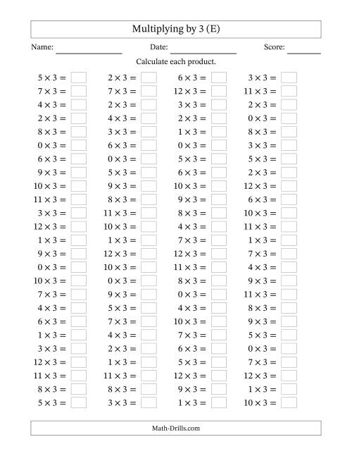 Multiplying 0 To 12 By 3 (e)