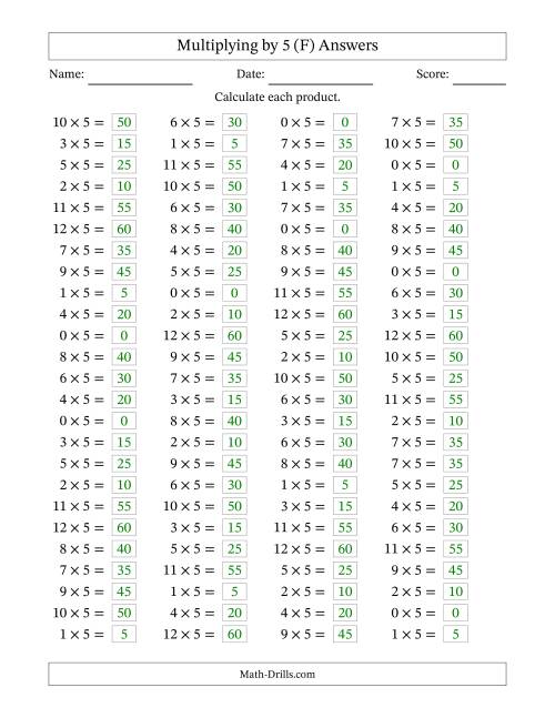 Multiplying 0 to 12 by 5 (F)