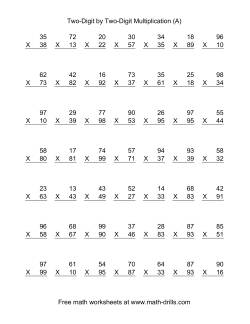 Multiplying Two-Digit by Two-Digit -- 49 per page