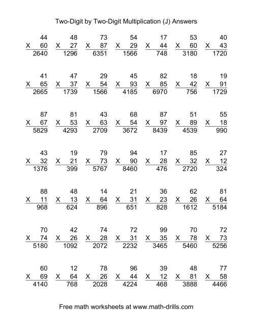 multiplying two digit by two digit 49 per page j