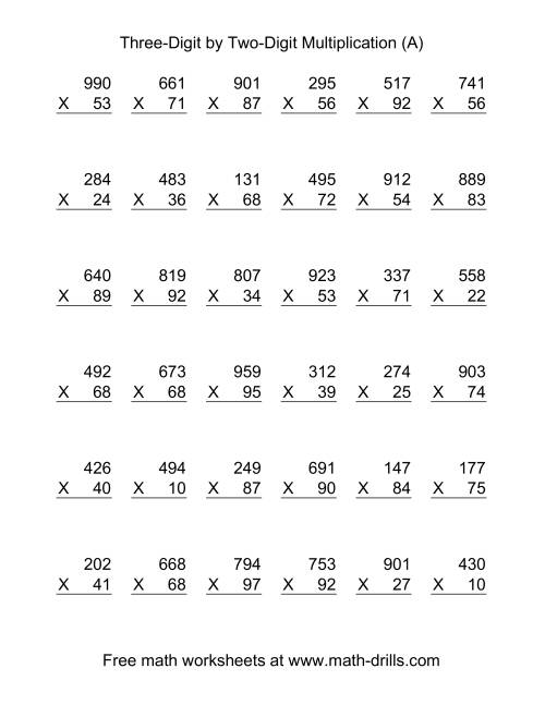 multiplying three digit by two digit 36 per page a