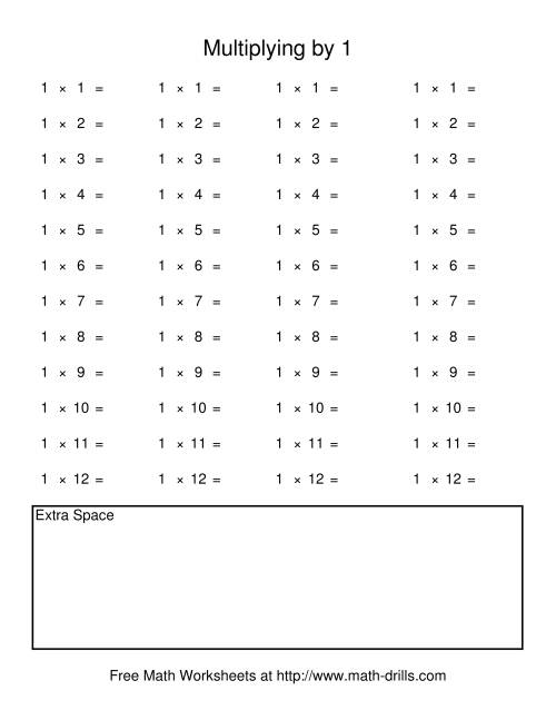 The Repetitive Multiplication by 1 (A) Math Worksheet