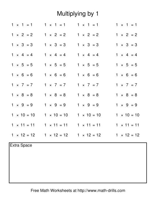 The Repetitive Multiplication by 1 (A) Math Worksheet Page 2