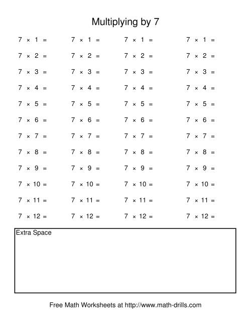 The Repetitive Multiplication by 7 (G) Math Worksheet