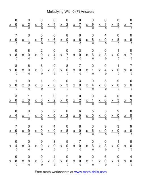 100 vertical questions multiplication facts 0 by 1 9 f