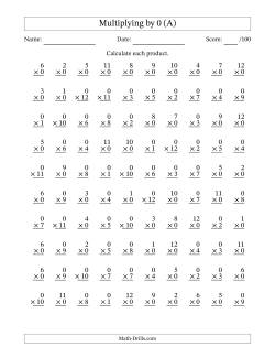 multiplication facts worksheets