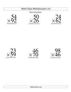 Multiplying Two-Digit by Two-Digit -- 6 per page