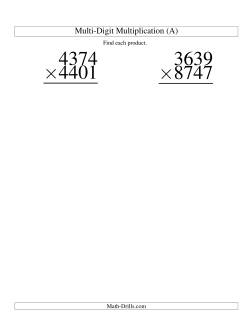 Multiplying Four-Digit by Four-Digit -- 2 per page