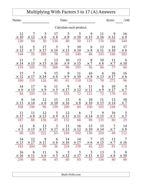 math factor 17 Factors to (A) Multiplying 5 17 with