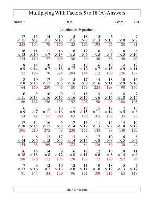 math 18 factor 5 Multiplying 18 to (A) with Factors