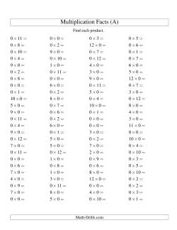 100 Horizontal Questions -- 0 by 0-12