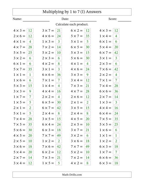 100 horizontal questions multiplication facts to 49 i