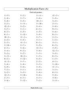 100 Horizontal Questions -- 3 by 0-12