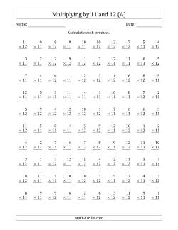 Multiplying by Anchor Facts 11 and 12 (Other Factor 1 to 12)