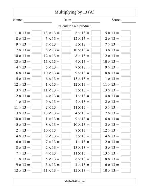 Multiplying By 13 Up To 169 A 