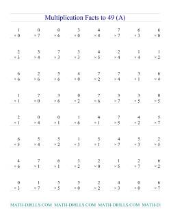 Multiplication Facts to 49 (with zeros)