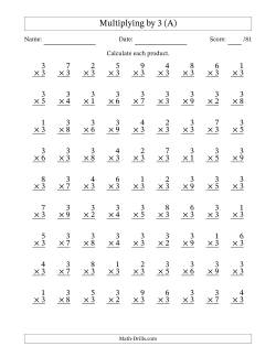 Multiplying (1 to 9) by 3 (81 Questions)