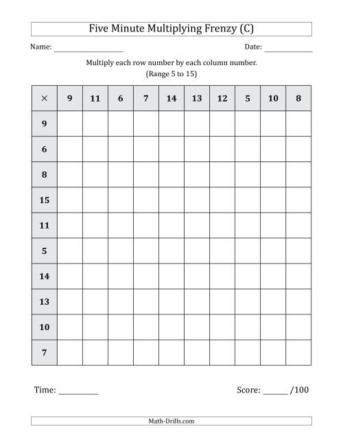 Five Minute Multiplying Frenzy -- One Chart per Page ...