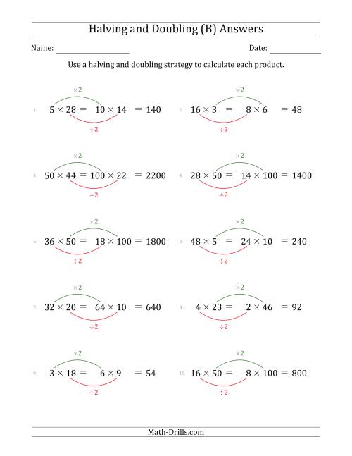 The Halving and Doubling Strategy with Easier Questions (B) Math Worksheet Page 2