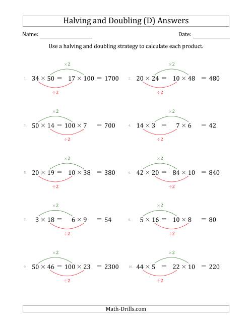 The Halving and Doubling Strategy with Easier Questions (D) Math Worksheet Page 2