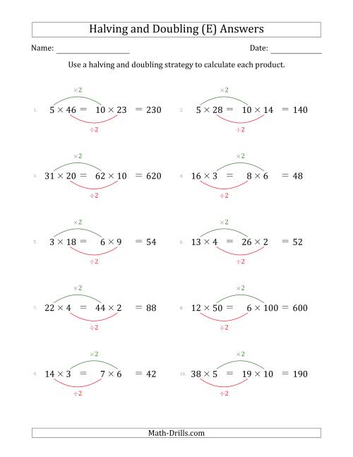 The Halving and Doubling Strategy with Easier Questions (E) Math Worksheet Page 2