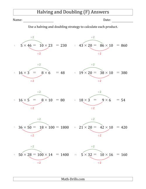 The Halving and Doubling Strategy with Easier Questions (F) Math Worksheet Page 2