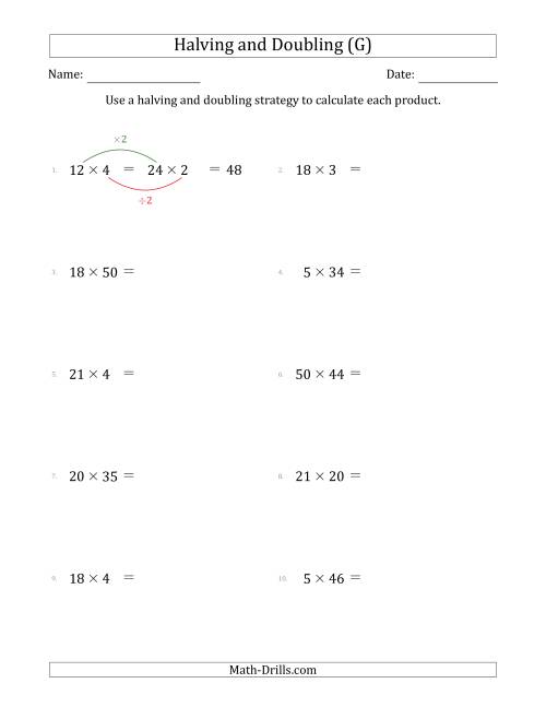The Halving and Doubling Strategy with Easier Questions (G) Math Worksheet