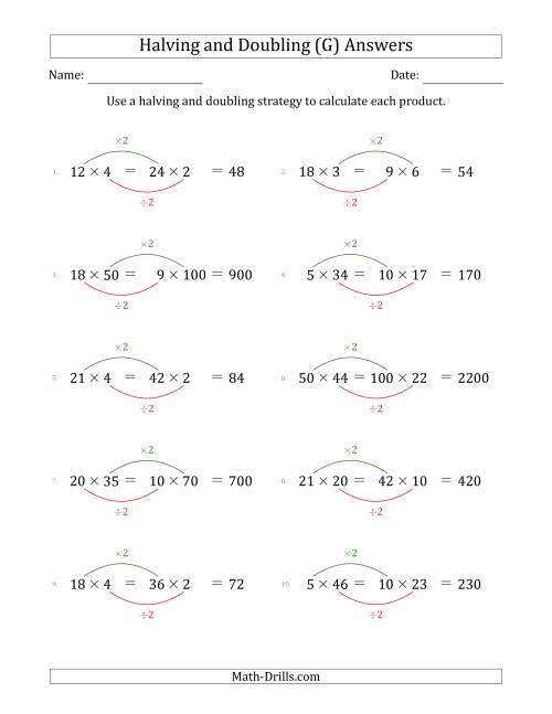 The Halving and Doubling Strategy with Easier Questions (G) Math Worksheet Page 2