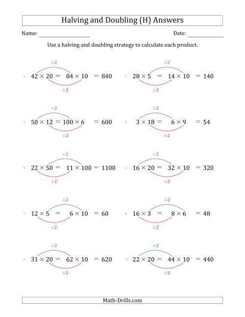 The Halving and Doubling Strategy with Easier Questions (H) Math Worksheet Page 2