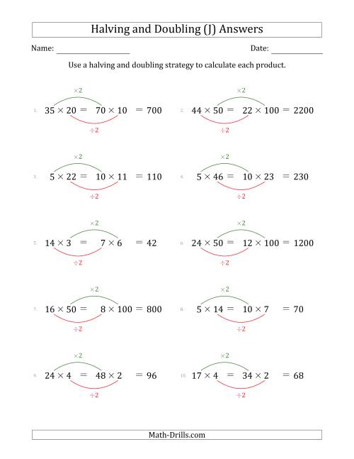 The Halving and Doubling Strategy with Easier Questions (J) Math Worksheet Page 2