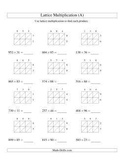 Lattice Multiplication -- Three-digit by Two-digit