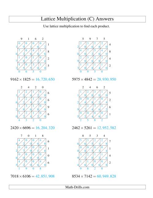 lattice multiplication worksheet generator